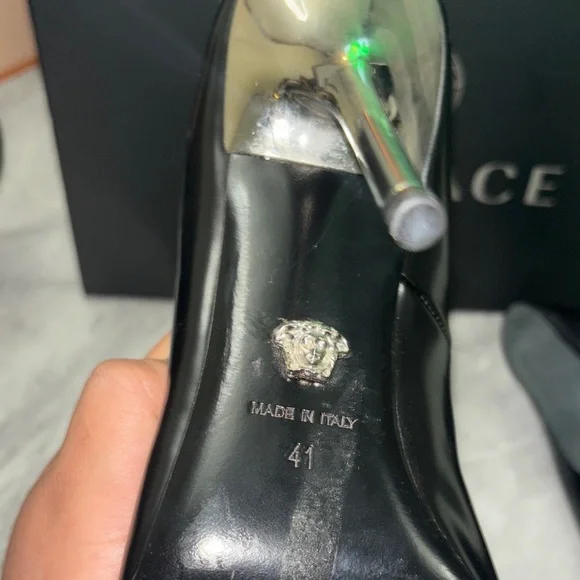 Versace Black Heels with Silver Detailing - Picture 3 of 3